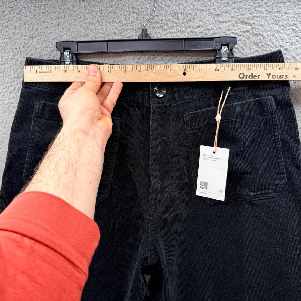 Quince Organic Stretch Corduroy Cropped Wide Leg Pants In Black Size 14 NWT - Picture 3 of 15